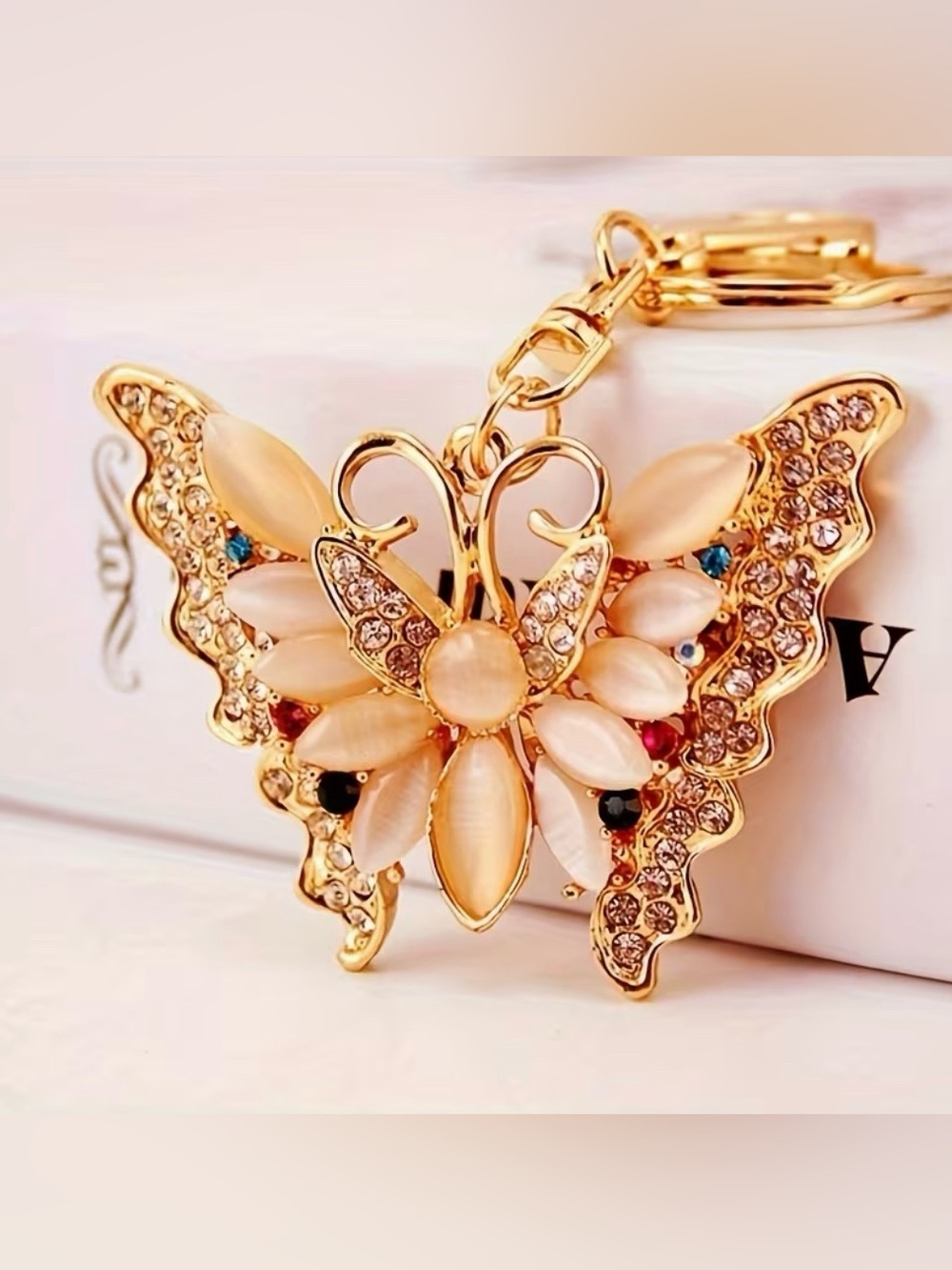 Butterfly Rhinestone Keychain Car Key Bag Charm New - Picture 6 of 7